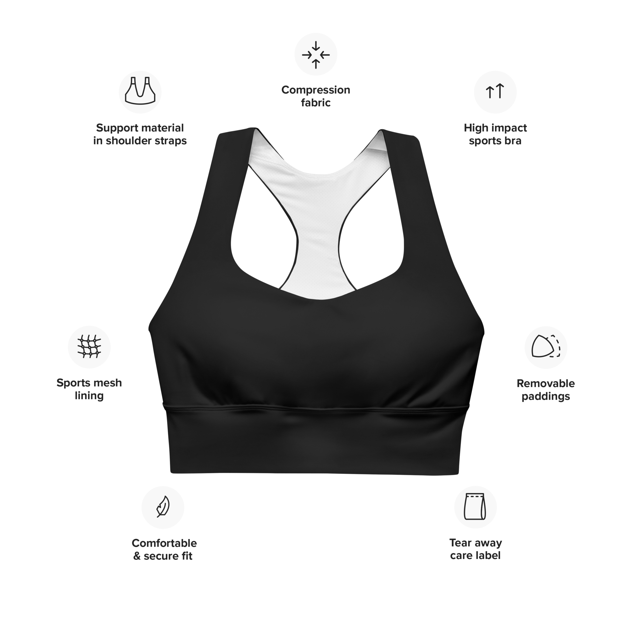 Longline Sports Bra - Black - FormTheory Athletics